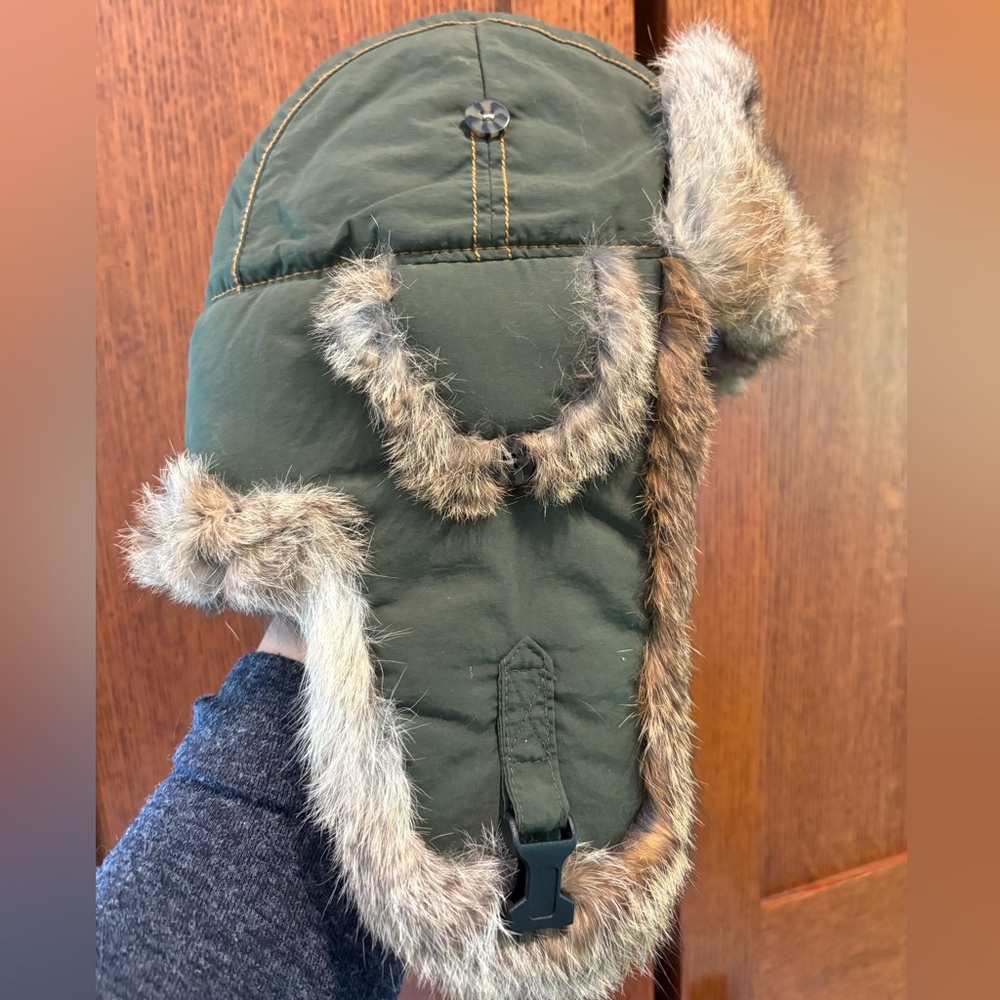 NWOT Mad Bomber Rabbit Fur Trapper Hat Army Green Khaki Large